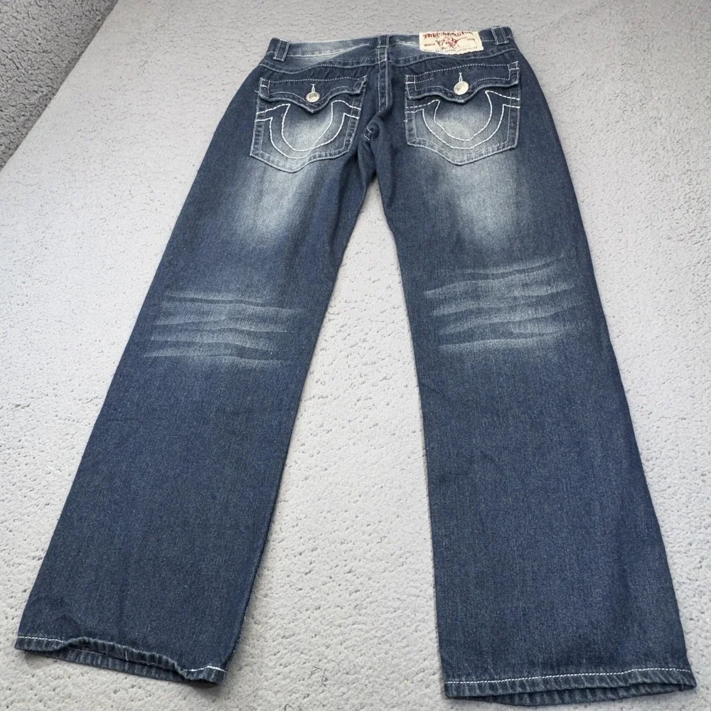 True Religion Jeans Men 34 Blue Medium Wash Billy Super T Relaxed Bootcut Logo